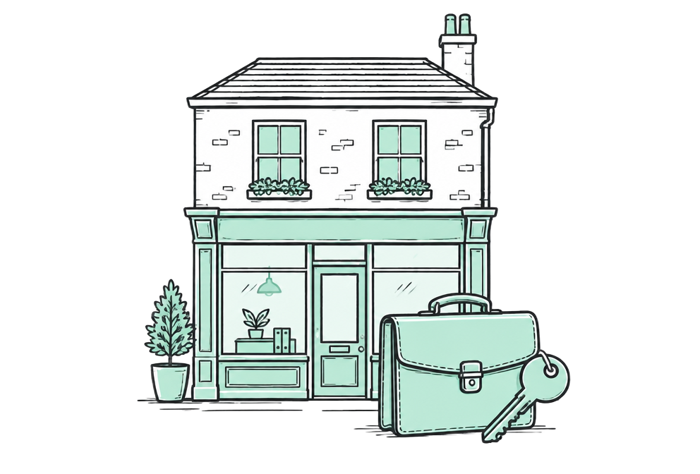 Commercial property finance Business premises with a briefcase and key